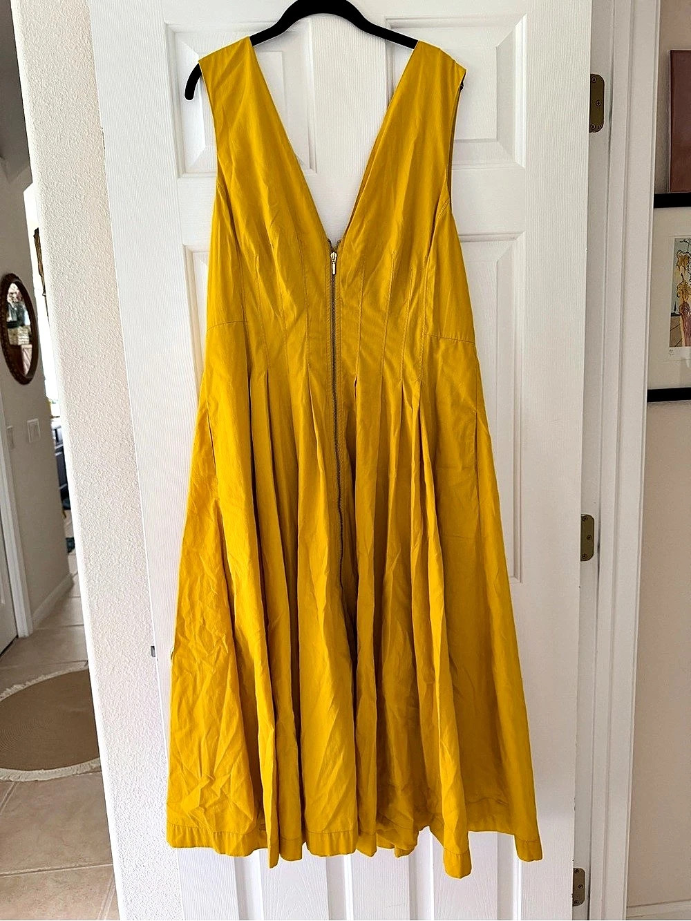 Anthropologie Smocked Front-Zip Midi Dress